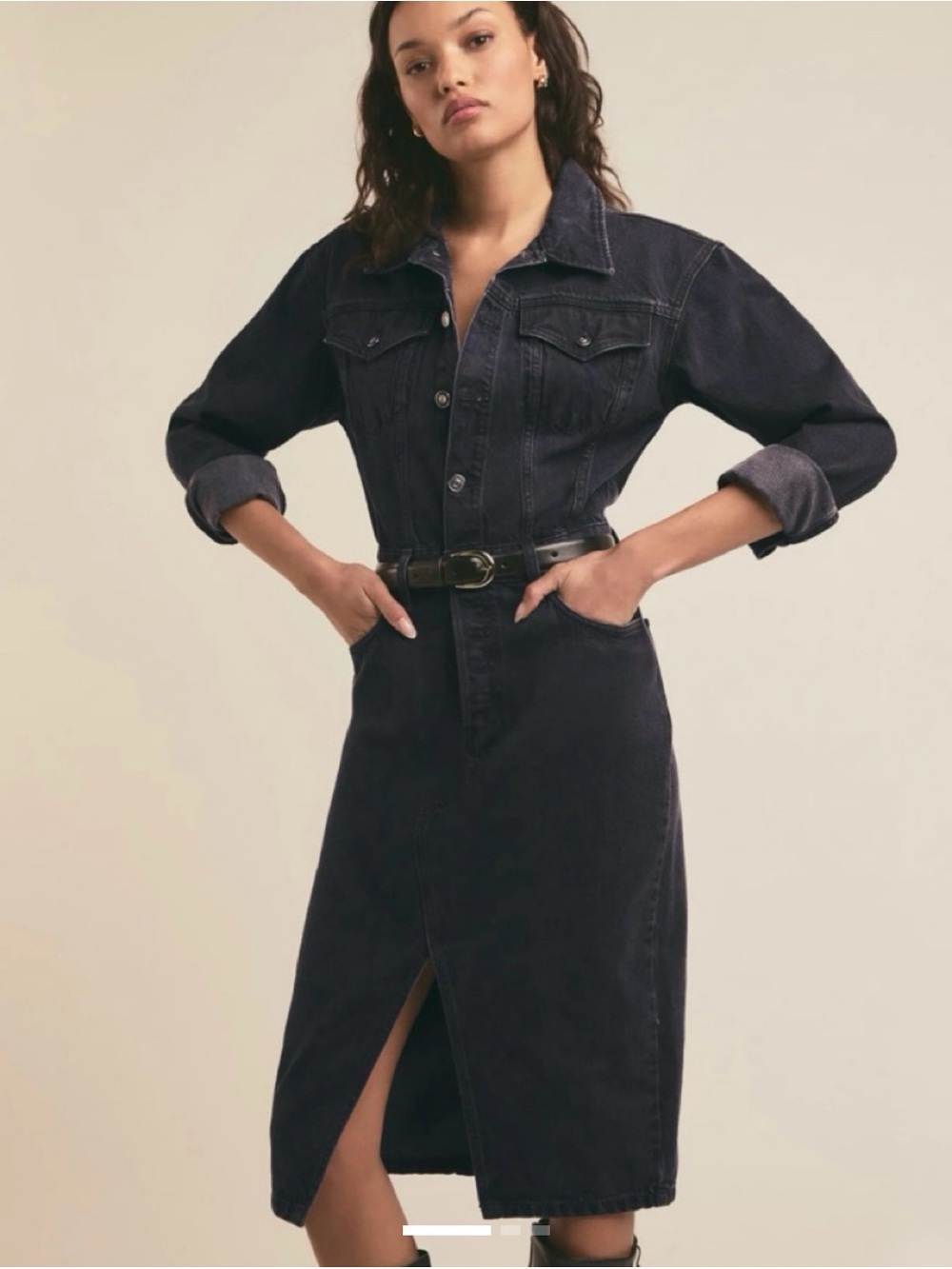 Favorite Daughter The City Dress Asphalt Black Denim XS / Size 24